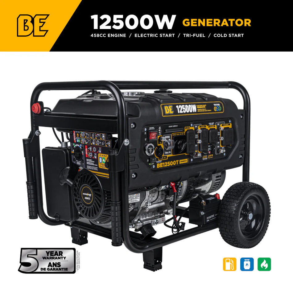 BE12500T - 12,500 Watt Tri-Fuel Generator