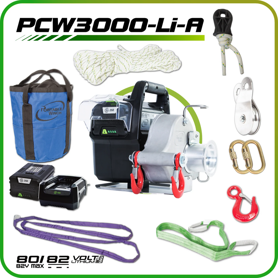 PCW3000-Li-A 80/82 V Battery-Powered Portable Winch